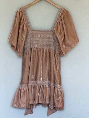 Free People Easy to Love Babydoll Velvet Mini Dress